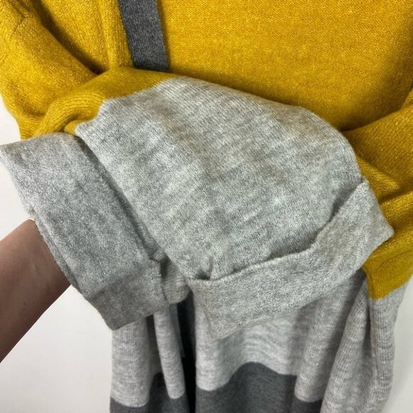 JDY Colorblock Knit Cardigan Yellow Grey Size Large Oversized Sweater Bohemian L - Picture 10 of 13